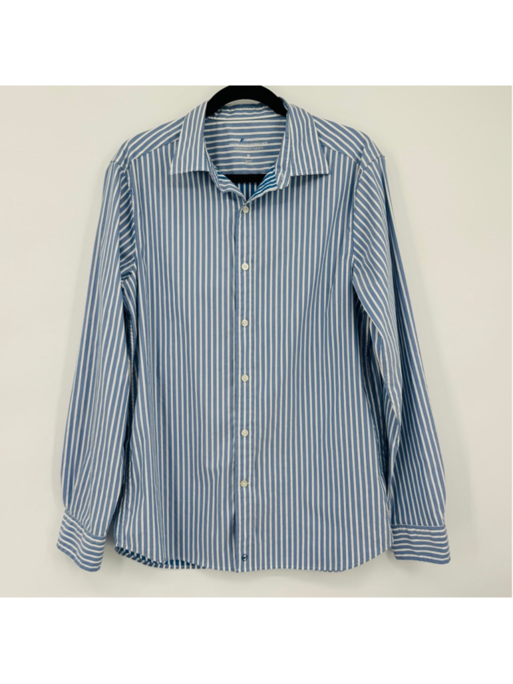 Vineyard Vines On the Go Performance Brr M Blue White Striped Button Down Shirt